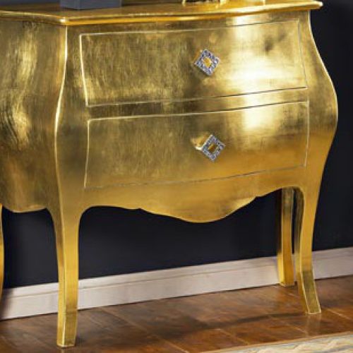 Comodino classico Foglia Oro in legno