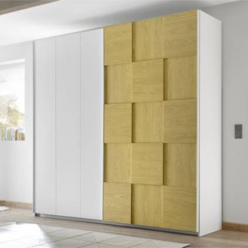 Armadio ante scorrevoli scacchi gialli effetto legno